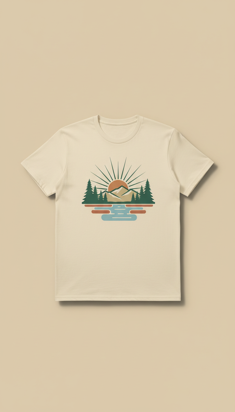 Sunrise Cream T-Shirt Retro Motif