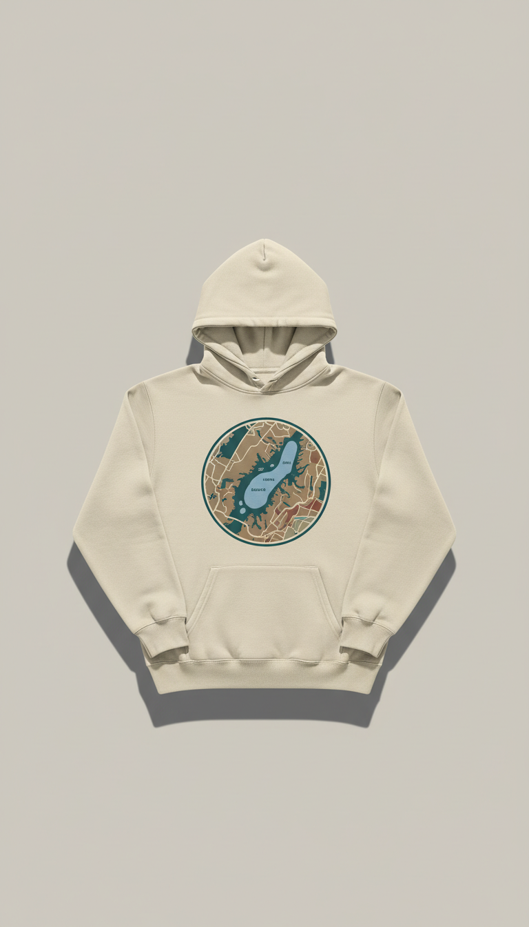 Map Graphic Hoodie Cotton Blend